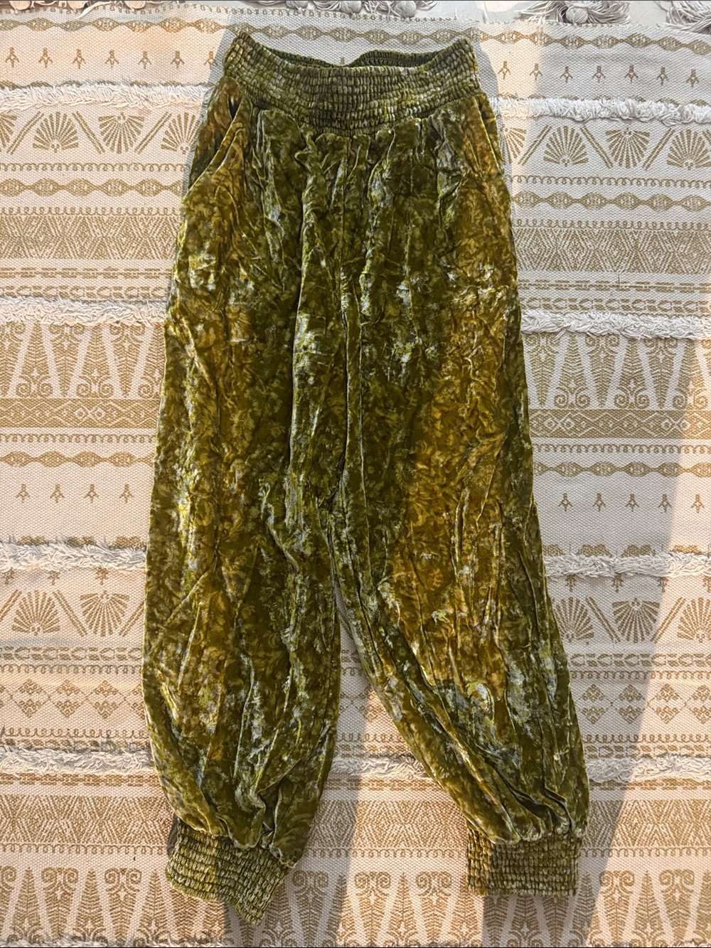 Anthropologie Olive Green Velvet Harem Jeans